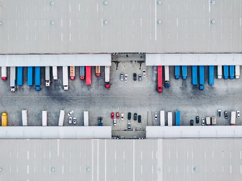 Aerial view of the logistics and distribution center